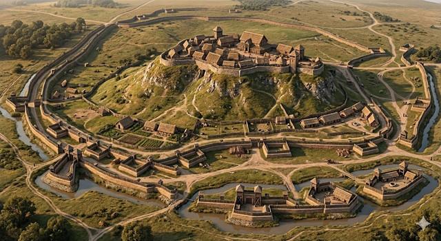 Le fortificazioni costruite dall’esercito romano durante l’assedio di Alesia.