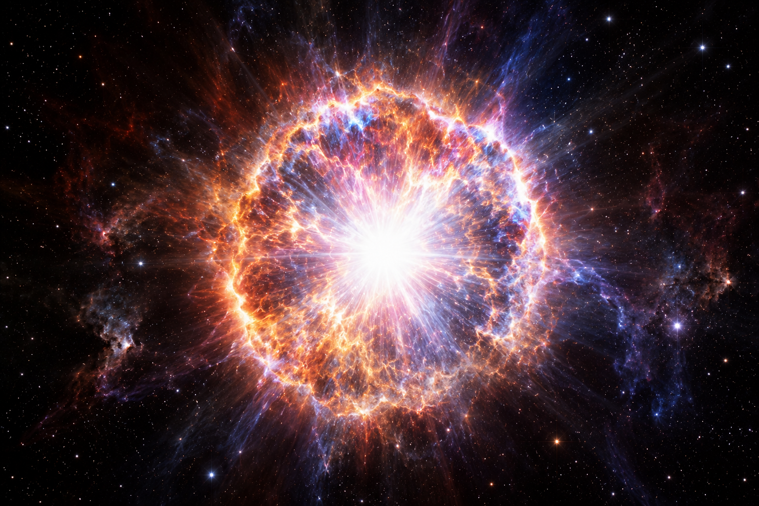 rappresentazione concettuale di una stella massiccia che esplode in supernova